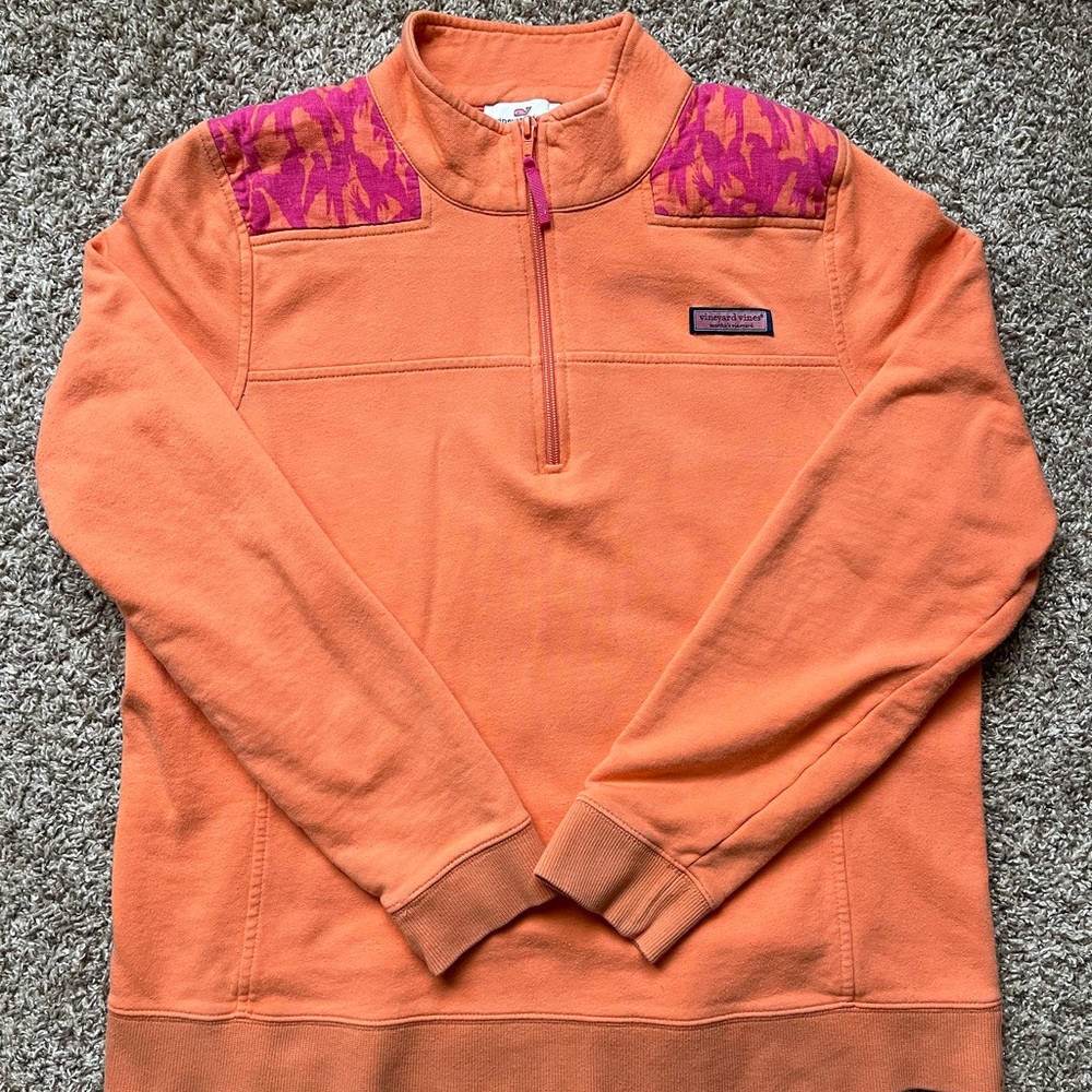 Vineyard Vines Orange and Pink Zip Up Sweater